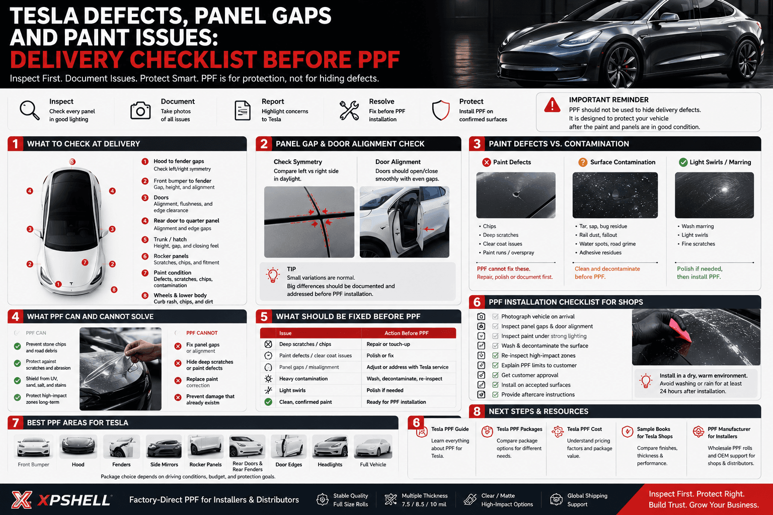 Tesla Defect Checklist - Panel Gaps, Paint Issues and PPF Prep