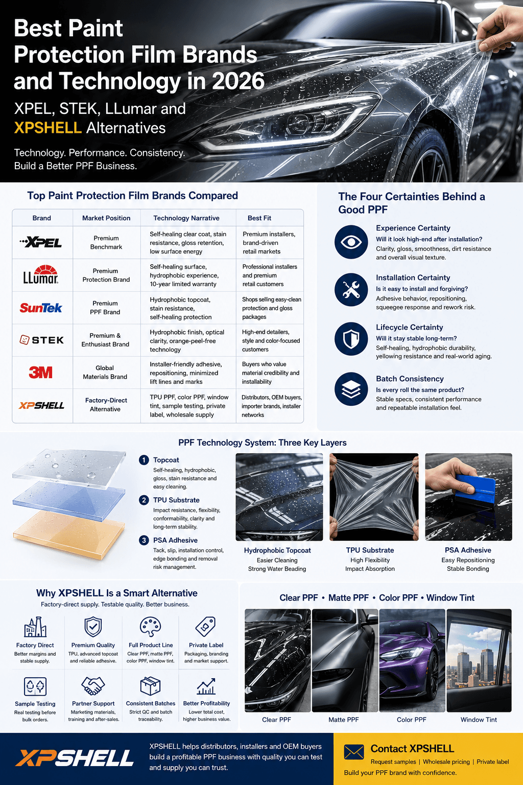 Best Paint Protection Film Brands and Technology in 2026: XPEL, STEK and LLumar Alternatives